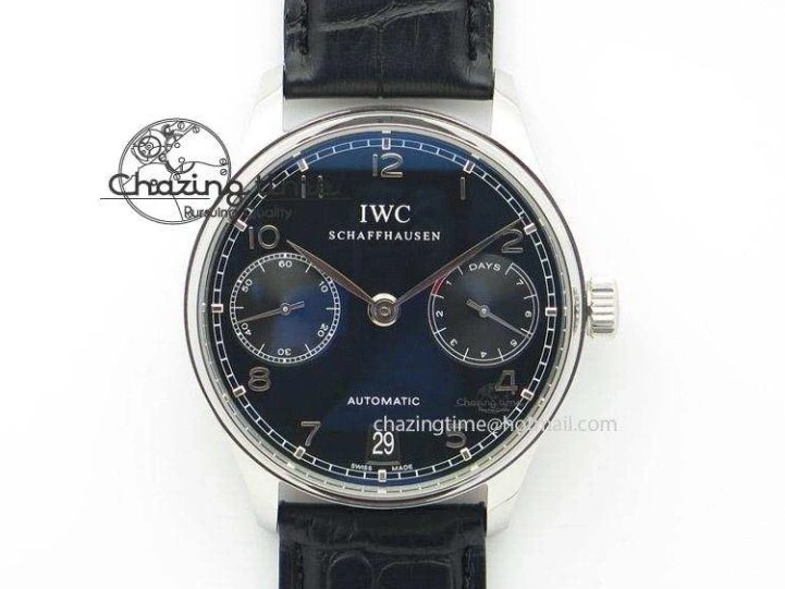 MIROTIME 0411 Packable Portuguese IW358304 ZF 1:1 Best Edition SS White Dial Blue Markers on Leather Strap A 7079